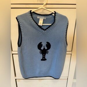Janie and Jack boy’s blue lobster sweater vest size 6 100% cotton
